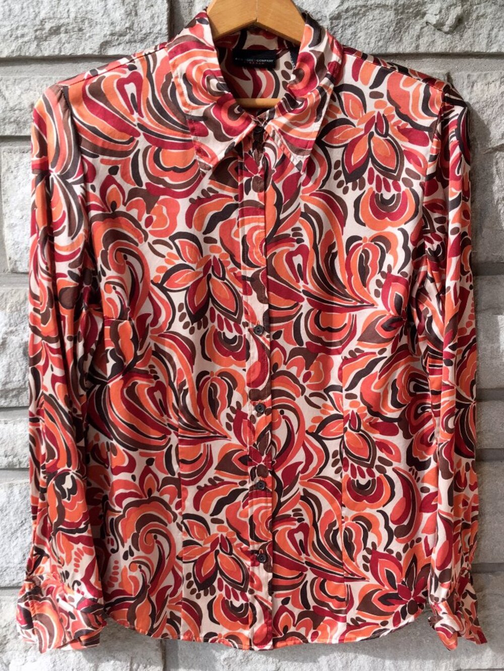 100% Silk 'Autumn Abstract' Button Down Blouse